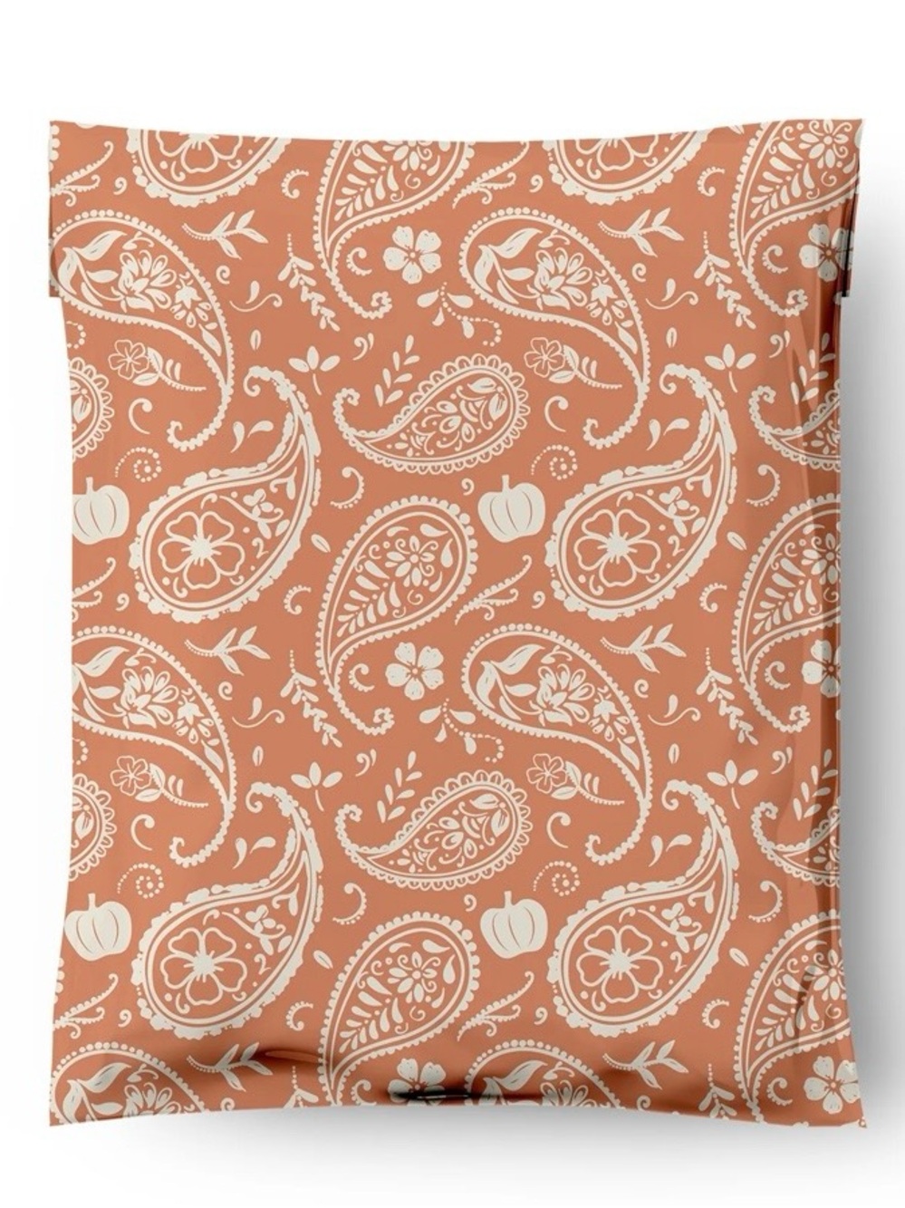 Set of 20 10x13 Poly Mailers Fall Pumpkin Paisley Shipping Bags Self Seal Orange
